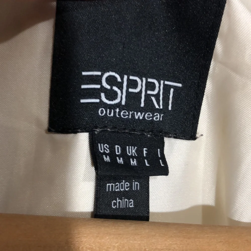 ESPRIT | Vintage Ivory Wool Blend Double Breasted Pleated Notched Collar Coat M